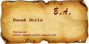 Benek Anita névjegykártya